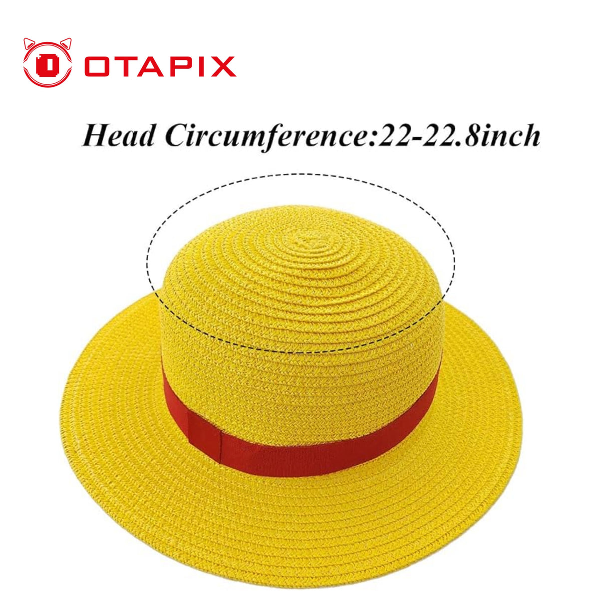 Sombrero de paja estilo Luffy, circunferencia 22 a 22.8 pulgadas